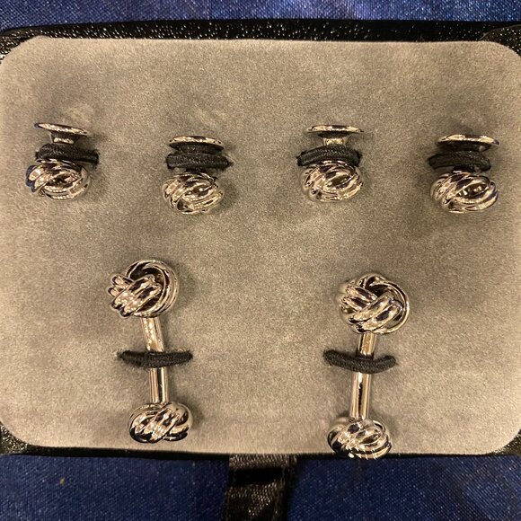 os A Banks cuff links set silver tone - Picture 3 of 4